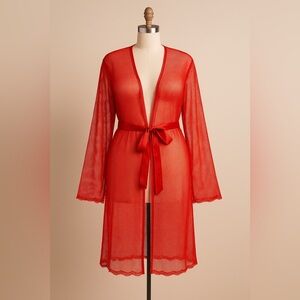 Savage X Fenty Flossy Glossy Fishnet Robe – Gogi Berry Red (2X/3X, EUC)